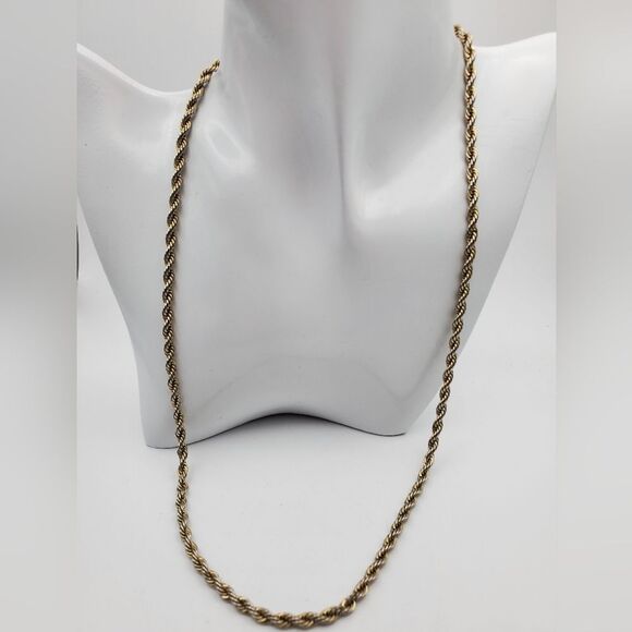 Estate necklace Gold tone and silver tone twist N0338‎